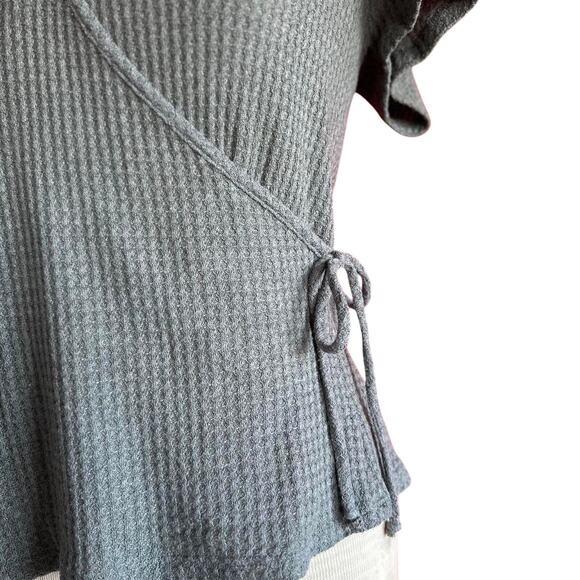 Womens Top Size Small Gray Waffle Texture Spa Feel Casual Elegance - Picture 3 of 6